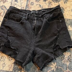 Kendall & Kylie Black Frayed Jean Shorts